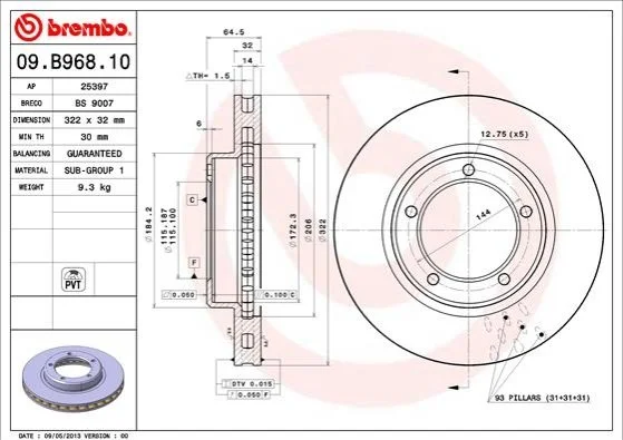 <strong>Гальмівний диск BREMBO 09.B968.11 (фото 1)</strong>