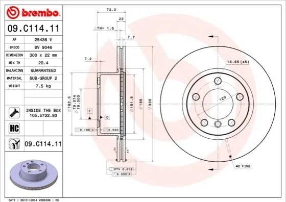 <strong>Гальмівний диск BREMBO 09.C114.11 (фото 1)</strong>