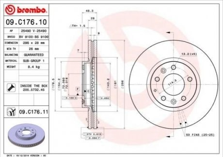 Тормозной диск Painted disk BREMBO 09.C176.11