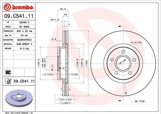 <strong>Тормозной диск Brembo BREMBO 09.C541.11 (фото 1)</strong>