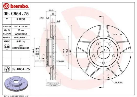 <strong>Гальмівний диск BREMBO 09.C654.75 (фото 1)</strong>