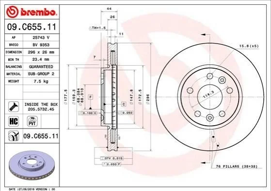 <strong>Тормозной диск BREMBO 09.C655.11 (фото 1)</strong>