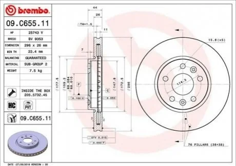 Тормозной диск для Renault BREMBO 09.C655.11 фото товара