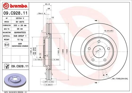 <strong>Гальмівний диск BREMBO 09.C928.11 (фото 1)</strong>