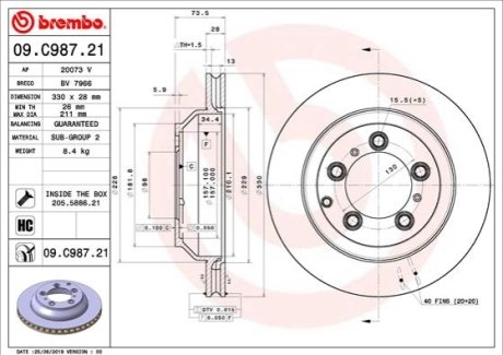 Гальмівний диск BREMBO 09.C987.21 (фото 1)
