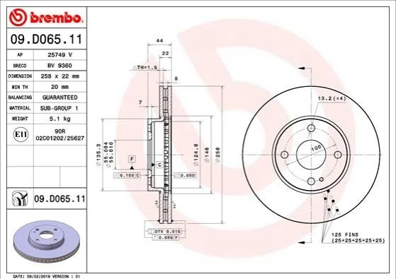 <strong>Гальмівний диск BREMBO 09.D065.11 (фото 1)</strong>
