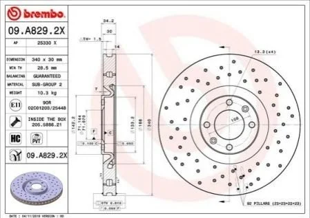 Гальмівний диск для BREMBO 09.D096.13 фото товару