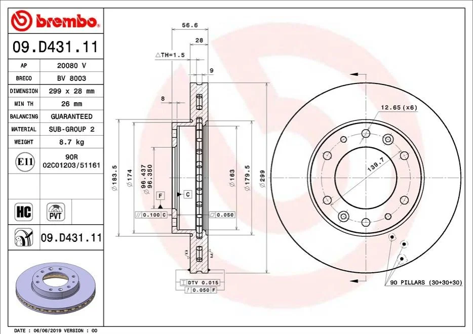 <strong>Тормозной диск BREMBO 09.D431.11 (фото 1)</strong>
