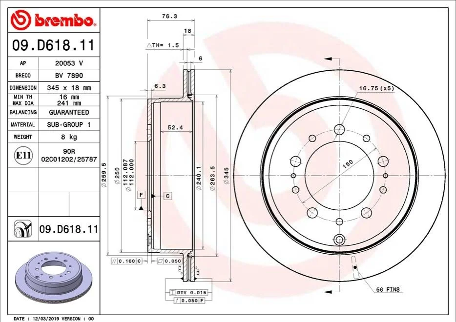 <strong>Тормозной диск BREMBO 09.D618.11 (фото 1)</strong>