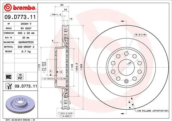 <strong>Гальмівний диск BREMBO 09.D773.11 (фото 1)</strong>