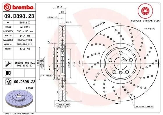 <strong>Гальмівний диск двосекційний BREMBO 09D89823 (фото 1)</strong>