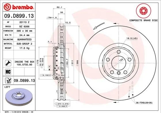 <strong>Диск гальмівний BREMBO 09.D899.13 (фото 1)</strong>