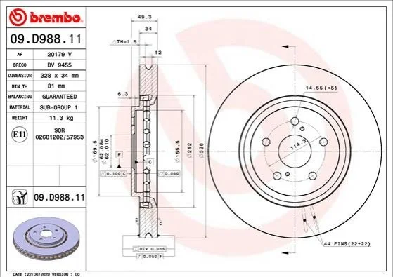 <strong>Диск гальмівний BREMBO 09.D988.11 (фото 1)</strong>