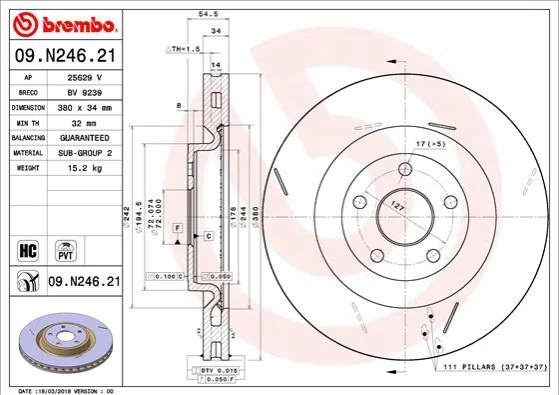 <strong>Гальмівний диск BREMBO 09.N246.21 (фото 1)</strong>