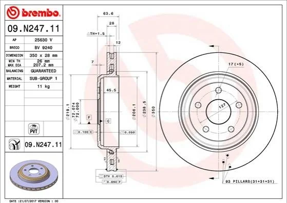 <strong>Диск гальмівний BREMBO 09.N247.11 (фото 1)</strong>