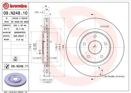 Гальмівний диск для BREMBO 09.N248.11 фото товару