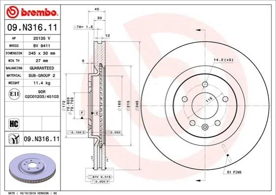 <strong>Тормозной диск BREMBO 09.N316.11 (фото 1)</strong>