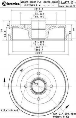 <strong>Гальмівний барабан BREMBO 14.A672.10 (фото 1)</strong>