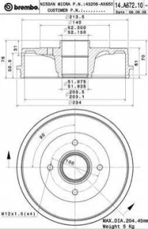Гальмівний барабан для BREMBO 14.A672.10 фото товару