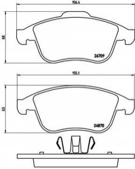 Гальмівні колодки дискові для Volkswagen, Skoda, Peugeot, Audi, Seat BREMBO P68 045 фото товару