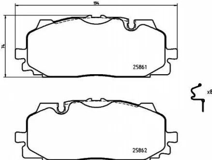 Гальмівні колодки дискові для Audi, Volkswagen BREMBO P85165 фото товару