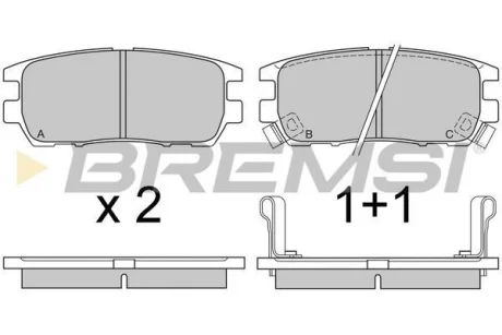 Гальмівні колодки зад. Pajero II/L400 90-05 (107.8x43.8x14) для BREMSI BP2574 фото товару