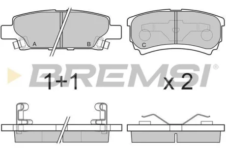 Гальмівні колодки зад. Caliber 06-/Lancer 00-/Outlander 01-12 (Akebono) для BREMSI BP3106 фото товару