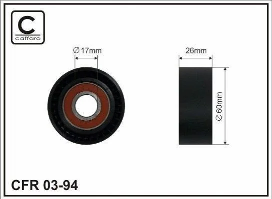 <strong>(Ролик 60x17x25 пластик)Натяжник паска Peugeot Bipper, Partner 1.1/1.4/1.4 16V/1.6 16V 06.96- CAFFARO 03-94 (фото 1)</strong>