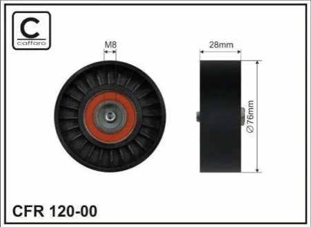 Ролік натягу 76x17x28 Audi A4/A6 1.6/1.8T/2 для CAFFARO 120-00 фото товару