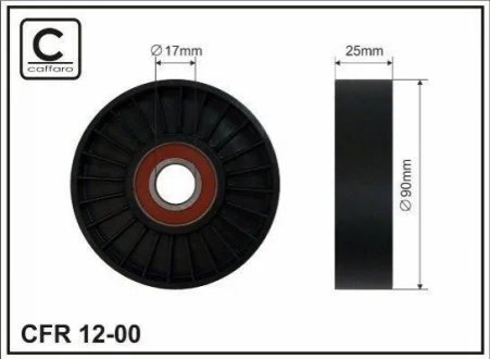 Сам ролик 90X17X25 Peugeot/Citroen/Fiat/Lancia для CAFFARO 12-00 фото товару