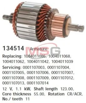 Якір стартера для Volkswagen, Seat, Skoda, Ford, Audi CARGO 134514 фото товару
