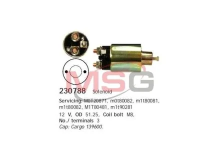 Реле втягуюче для Peugeot, Citroen, Fiat, Lancia CARGO 230788 фото товару