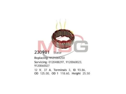 Обмотка генератора для CARGO 230981 фото товару