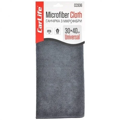 <strong>Тряпка из микрофибры серая, 30х40 см CarLife CC936 (фото 1)</strong>