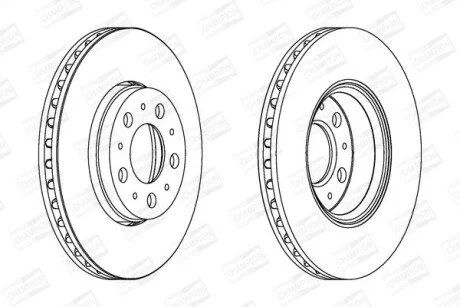 Гальмівний диск перед. S60/S70/S80/V70/XC70 (98-10) компл. 2шт для Volvo CHAMPION 562244CH фото товару