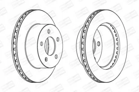 JEEP Диск тормозной передний Cherokee,Grand Cherokee,Wrangler 84-07 для Jeep CHAMPION 562802CH фото товару