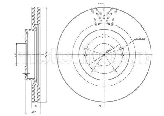 <strong>MITSUBISHI гальмівний диск передн.Grandis 04- (290*26) CIFAM 800-1156C (фото 1)</strong>