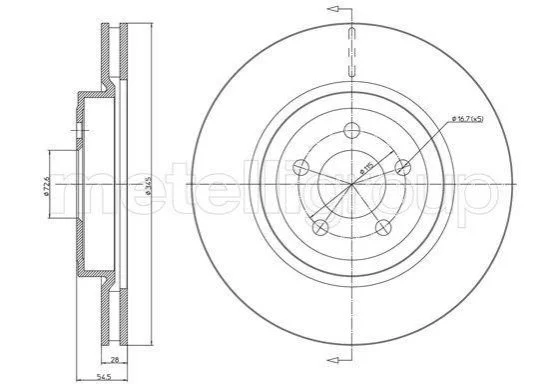 <strong>CHRYSLER Гальмівний диск передній 300C 3.0-6.4 11-, LANCIA THEMA 3.0-3.6 11-14 CIFAM 800-1632C (фото 1)</strong>