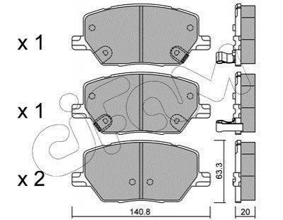 JEEP Гальмівні колодки передні COMPASS 1.3 20-, COMPASS 1.4 17-, RENEGADE SUV 1.4 14- CIFAM 822-1001-0 фото товара