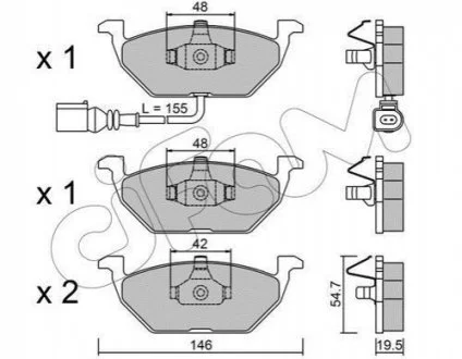 Гальмівні колодки передні Caddy III/Golf V/Octavia/A3 03- (з датчиком) для CIFAM 822-211-2 фото товару