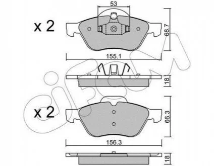 RENAULT Колодки тормозные передние Laguna II,III,Megane II,Scenic II 1.5dCi/2.0 16V 01- для CIFAM 822-335-0 фото товару