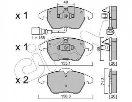 Колодки гальмівні перед. A1/A3/Altea/Beetle/Caddy/Up (04-21) для CIFAM 822-548-0 фото товару