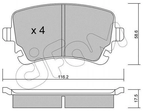 <strong>Тормозные колодки задн. AUDI A4/A6/A8 04- VW T5 CIFAM 822-554-2 (фото 1)</strong>