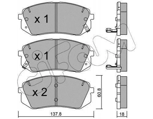 <strong>HYUNDAI Гальмівні колодки KONA (OS, OSE, OSI) EV 18-, SONATA VII (LF) 2.4 14-, TUCSON (TL, TLE) 1.6 CRDi 18- CIFAM 822-783-1 (фото 1)</strong>