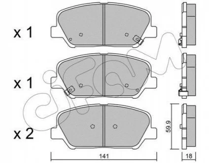 KIA Тормозн.колодки передн. Ceed,Cerato 13-, Carens 1,7CRDi 13-,Hyundai i30,Grandeur для CIFAM 822-997-0 фото товару