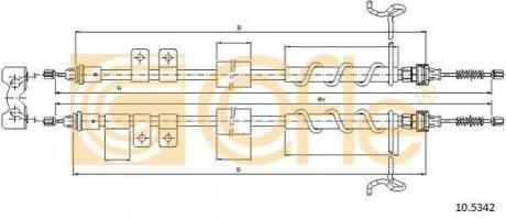 Трос ручного гальма зад. Ford Transit Connect 200/220 DS1,8TDdi-1,8TDCi –1,8 (small mod)(без ABS) 2007- 1792/1582x2 для COFLE 10.5342 фото товару