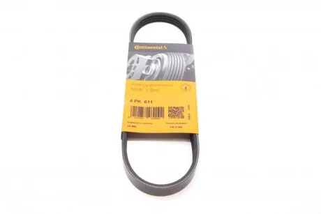Ремінь поліклиновий Hyundai Accent 1,3i 1,5i 00>05, Getz 1,3i 02>05 ContiTech для Hyundai CONTITECH 4PK611 фото товару