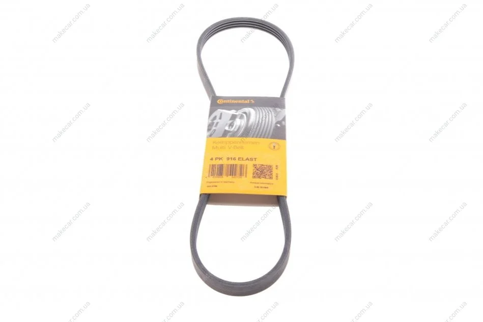 <strong>Пас поліклиновий Renault Kangoo/Logan 1.4/1.6 04-/ CONTITECH 4PK916ELAST (фото 1)</strong>