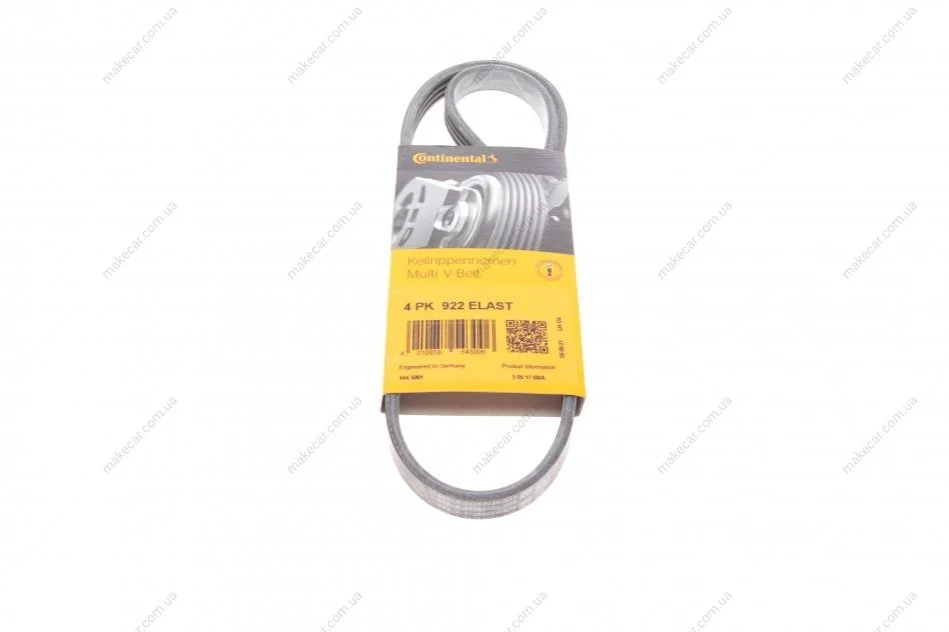 <strong>Ремінь поліклиновий CONTITECH 4PK922 ELAST (фото 1)</strong>