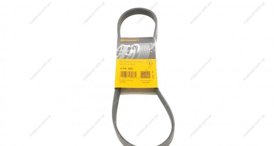 <strong>Поліклиновий ремінь VOLVO V40 CITROEN BERLINGO, BERLINGO/MINIVAN FORD USA PROBE II HONDA CIVIC IX, CIVIC VIII, JAZZ II, JAZZ III MAZDA 323 F V, 626 IV, MX-3, MX-6 1.1-2.5 08.87- CONTITECH 5PK860 (фото 1)</strong>